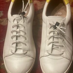 Paolo White and Yellow leather Women's Sneakers